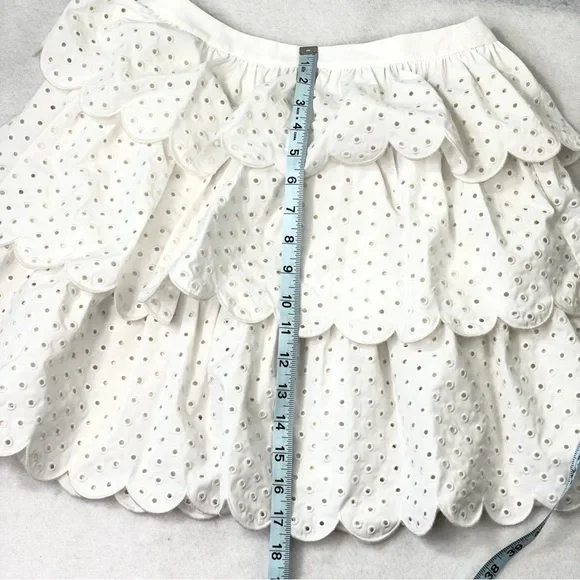 Brand New Jason Wu Scalloped Tiered Eyelet Mini Skirt I’m White Size 2 - Picture 10 of 12